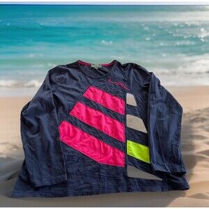 LRL Ralph Lauren Active Colorful Patch L/S Embroidered Top Lady Size XL